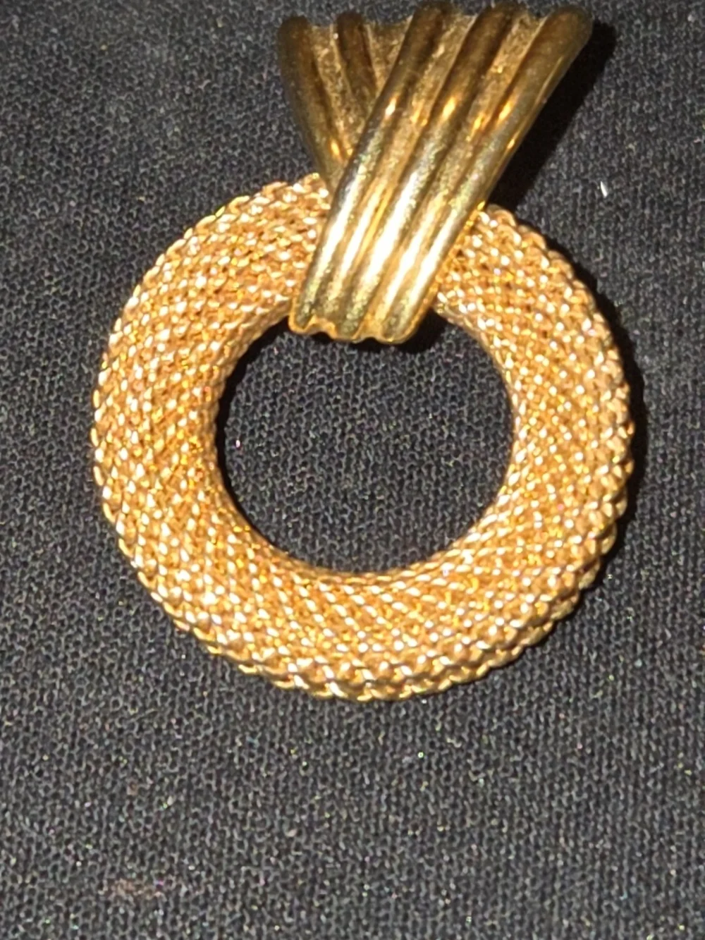 Monet Gold Tone Textured Door Knocker Pierced Earrings 1” x 1.5” Vintage